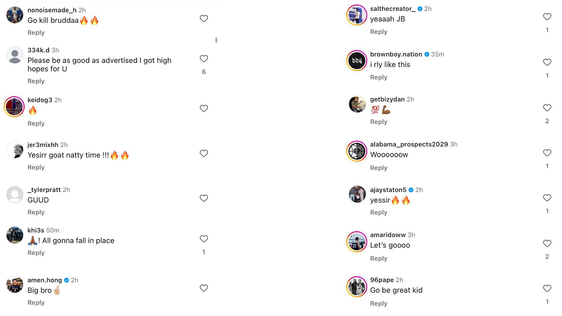 Fans react as 6’5" guard Jalil Bethea signs for Alabama - Image source: Instagram/alabamambb